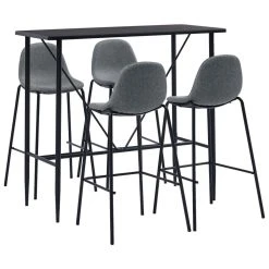 VidaXL Ensemble De Bar 5 Pcs Tissu Gris Clair