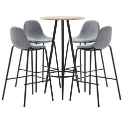 VidaXL Ensemble De Bar 5 Pcs Tissu Gris Clair
