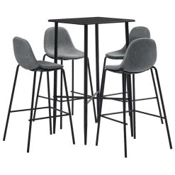 VidaXL Ensemble De Bar 5 Pcs Tissu Gris Clair