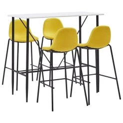 VidaXL Ensemble De Bar 5 Pcs Tissu Jaune