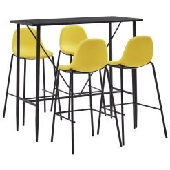 VidaXL Ensemble De Bar 5 Pcs Tissu Jaune