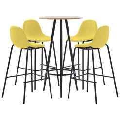 VidaXL Ensemble De Bar 5 Pcs Tissu Jaune