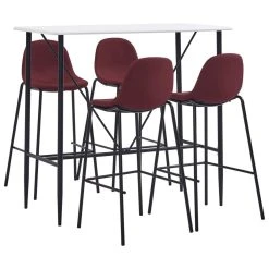 VidaXL Ensemble De Bar 5 Pcs Tissu Rouge Bordeaux