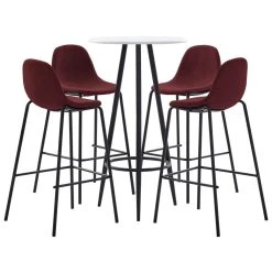 VidaXL Ensemble De Bar 5 Pcs Tissu Rouge Bordeaux