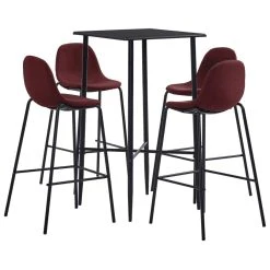 VidaXL Ensemble De Bar 5 Pcs Tissu Rouge Bordeaux
