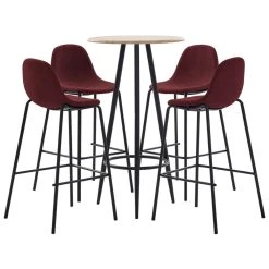 VidaXL Ensemble De Bar 5 Pcs Tissu Rouge Bordeaux