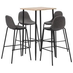VidaXL Ensemble De Bar 5 Pcs Tissu Taupe