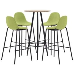 VidaXL Ensemble De Bar 5 Pcs Tissu Vert