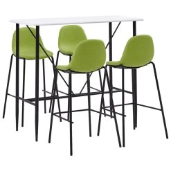 VidaXL Ensemble De Bar 5 Pcs Tissu Vert