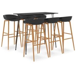 VidaXL Ensemble De Bar 7 Pcs Noir