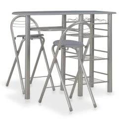 VidaXL Ensemble De Bar Avec étagères 3 Pcs Bois Et Acier Gris