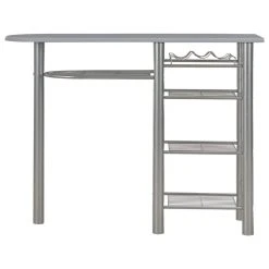 VidaXL Ensemble De Bar Avec étagères 3 Pcs Bois Et Acier Gris -Pegane Shop vidaxl ensemble de bar avec etageres 3 pcs bois et acier gris 7090286 17694652 1200x1200
