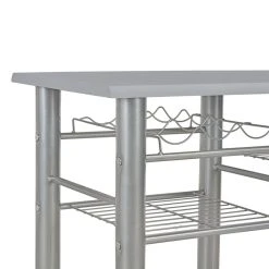 VidaXL Ensemble De Bar Avec étagères 3 Pcs Bois Et Acier Gris -Pegane Shop vidaxl ensemble de bar avec etageres 3 pcs bois et acier gris 7090286 17694656 1200x1200