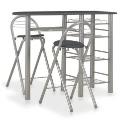 VidaXL Ensemble De Bar Avec étagères 3 Pcs Bois Et Acier Noir