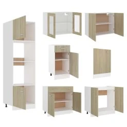 VidaXL Ensemble De Meubles De Cuisine 7 Pcs Chêne Sonoma Aggloméré -Pegane Shop vidaxl ensemble de meubles de cuisine 7 pcs chene sonoma agglomere 9944152 25612982 982 1140x1140