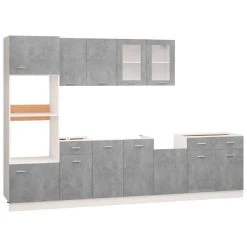 VidaXL Ensemble De Meubles De Cuisine 7 Pcs Gris Béton Aggloméré -Pegane Shop vidaxl ensemble de meubles de cuisine 7 pcs gris beton agglomere 9944224 25613334 334 1140x1140