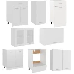 VidaXL Ensemble De Meubles De Cuisine 8 Pcs Blanc Aggloméré -Pegane Shop vidaxl ensemble de meubles de cuisine 8 pcs blanc agglomere 9944228 25613356 356 1140x1140