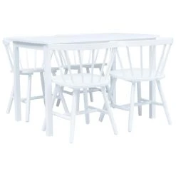 VidaXL Ensemble De Salle à Manger 5 Pcs Bois D'hévéa Blanc