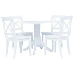 VidaXL Ensemble De Salle à Manger 5 Pcs Bois D'hévéa Blanc