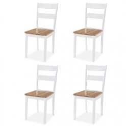 VidaXL Ensemble De Salle à Manger 5 Pcs MDF Et Hévéa Blanc -Pegane Shop vidaxl ensemble de salle a manger 5 pcs mdf et hevea blanc 10519862 27267670 1140x1140