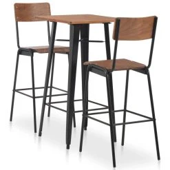 VidaXL Mobilier De Bar 3 Pcs Acier Marron Noir
