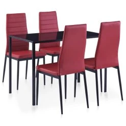 VidaXL Mobilier De Salle à Manger 5 Pcs Rouge Bordeaux