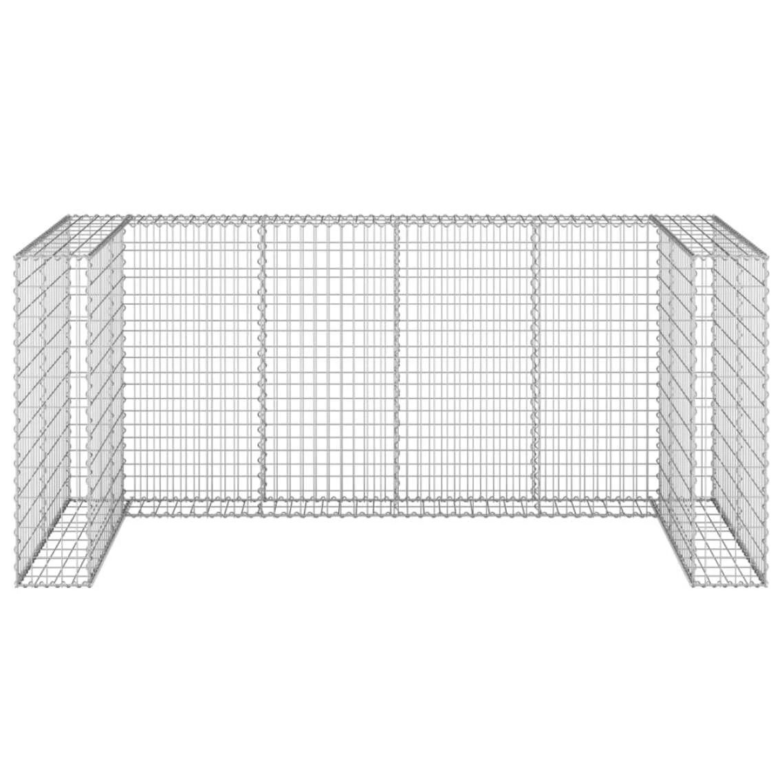 VidaXL Mur En Gabion Pour Poubelles Acier Galvanisé 254x100x110 Cm 2 VidaXL Mur En Gabion Pour Poubelles Acier Galvanisé 254x100x110 Cm - Image 2