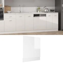 VidaXL Panneau De Lave-vaisselle Blanc Brillant 59,5x3x67 Cm Agglomér...