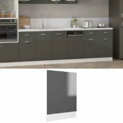 VidaXL Panneau De Lave-vaisselle Gris Brillant 45x3x67 Cm Aggloméré
