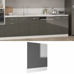 VidaXL Panneau De Lave-vaisselle Gris Brillant 59,5x3x67 Cm Agglomér?...