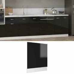 VidaXL Panneau De Lave-vaisselle Noir Brillant 59,5x3x67 Cm Agglomér?...