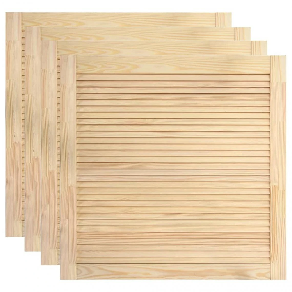 VidaXL Portes à Persiennes 4 Pcs Bois De Pin Massif 39,5x39,4 Cm 2 VidaXL Portes à Persiennes 4 Pcs Bois De Pin Massif 39,5x39,4 Cm - Image 2