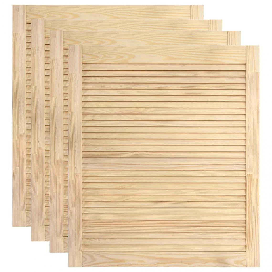 VidaXL Portes à Persiennes 4 Pcs Bois De Pin Massif 61,5x49,4 Cm 2 VidaXL Portes à Persiennes 4 Pcs Bois De Pin Massif 61,5x49,4 Cm - Image 2