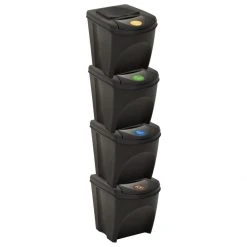 VidaXL Poubelles Empilables 4 Pcs Anthracite 100 L