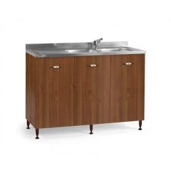 Webmarketpoint Évier De Cuisine 3 Portes Réversible En Noyer Antique Cm 120x50xH 85