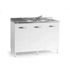 Webmarketpoint Évier De Cuisine Avec 3 Portes Réversible Blanc Cm 120x50xH 85