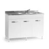Webmarketpoint Évier De Cuisine Avec 3 Portes Réversible Blanc Cm 120x50xH 86