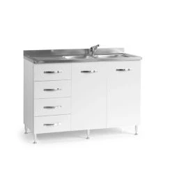 Webmarketpoint Évier De Cuisine Frêne Blanc 2 Portes C / Commode SX 120x50xH 85 Cm