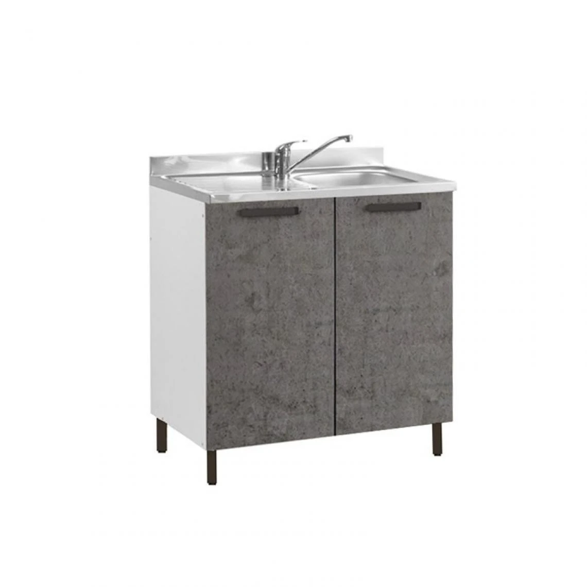 Webmarketpoint Évier De Cuisine Gris Béton 2 Portes Cm 80x50xH 85 1 Webmarketpoint Évier De Cuisine Gris Béton 2 Portes Cm 80x50xH 85