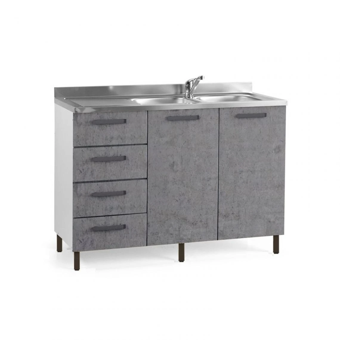 Webmarketpoint Évier De Cuisine Gris Béton 2 Portes W / Cass. SX Cm 120x50xH 85 1 Webmarketpoint Évier De Cuisine Gris Béton 2 Portes W / Cass. SX Cm 120x50xH 85