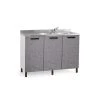 Webmarketpoint Évier De Cuisine Gris Béton Avec 3 Portes Réversibles Cm 120x50xH 8...