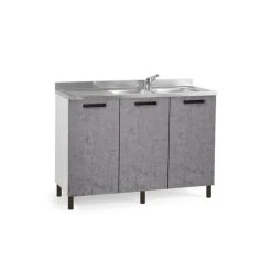 Webmarketpoint Évier De Cuisine Gris Béton Avec 3 Portes Réversibles Cm 120x50xH 8...