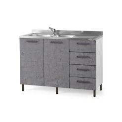 Webmarketpoint Évier De Cuisine Gris Béton Avec Tiroir DX Cm 120x50xH 85